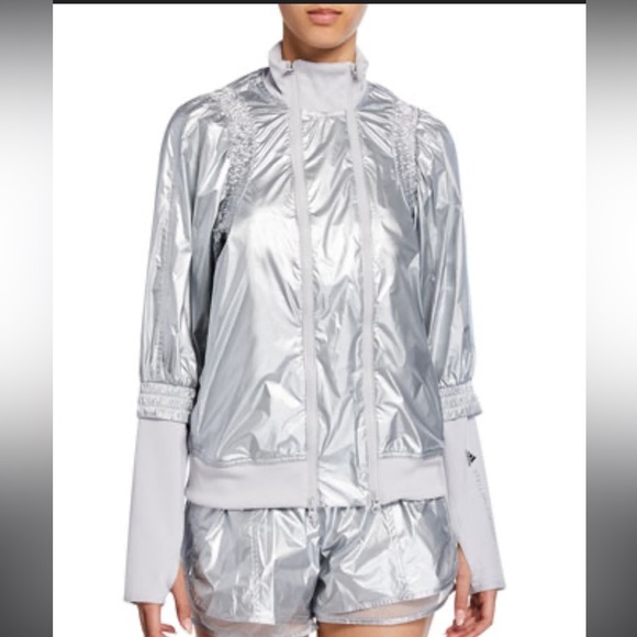 Stella McCartney x Adidas Metallic Zip front running bomber jacket - Picture 2 of 15